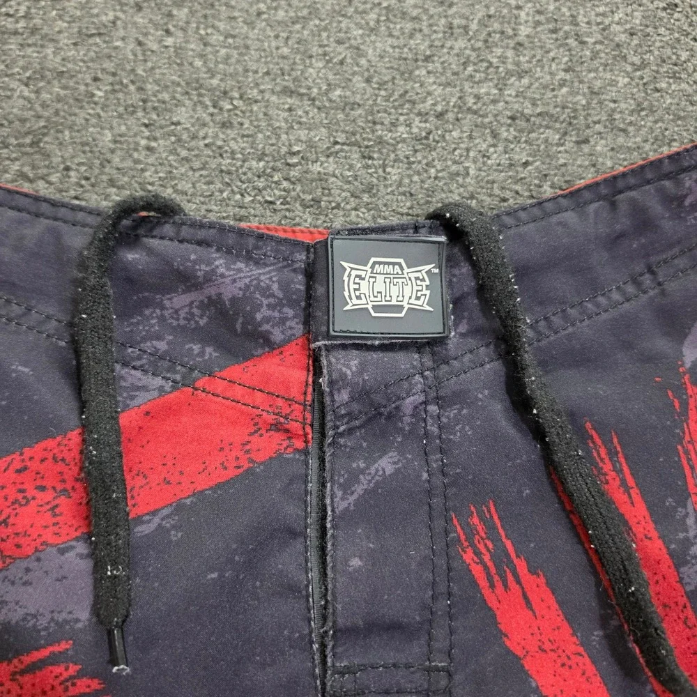 Vintage MMA Elite Board Shorts Mens 34 Red Black Sunburst Y2K Combat Training